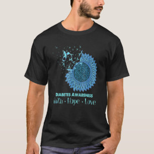 Camiseta Girassol Tipo 1 Diabetes Sensibilização Fé Hope Lo
