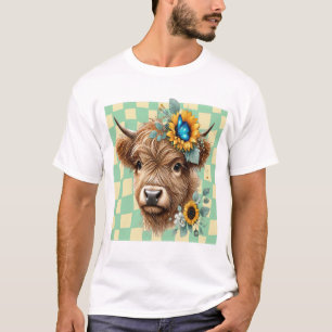 Camiseta Girassol Vaca Png, Vaca Highland Fofa