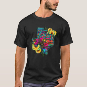 Camiseta Girca Western Sunflowers Leopardo Serape Texas Mãe