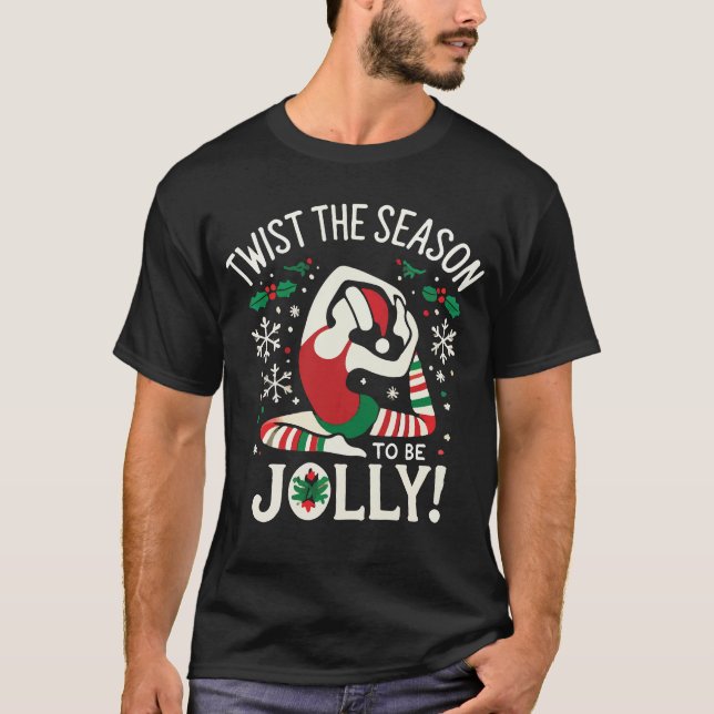 Camiseta Gire a Estação para Ser Jolly - Festiva Yoga Holid (Frente)
