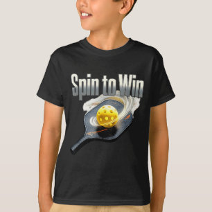 Camiseta Gire para ganhar jogador de pickleball remo quadra