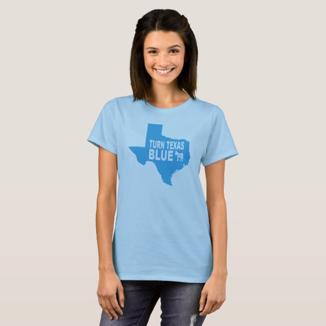 Camiseta Gire Texas que o t-shirt | das mulheres azuis (Frente Completa)