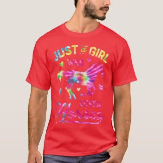 Camiseta Girl ama Horsesie Dye Rainbow Horse Retro