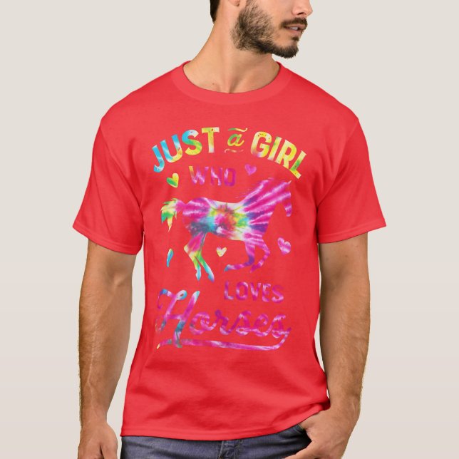 Camiseta Girl ama Horsesie Dye Rainbow Horse Retro (Frente)