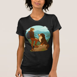 Camiseta Girl and Mountain Dog Adventure Illustration