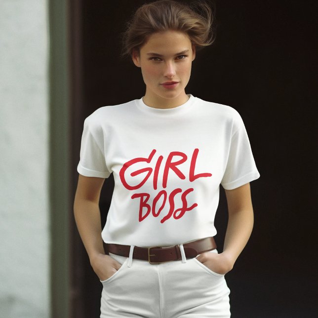 Camiseta Girl Boss Red Bold Typography Feminine Girly (Criador carregado)