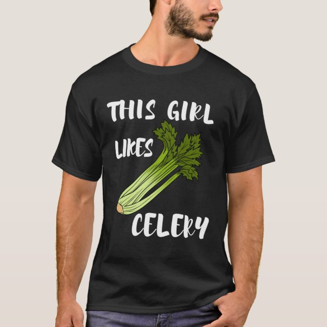 Camiseta Girl Likes Celery Cute Vegetables Healthy Food (Frente)