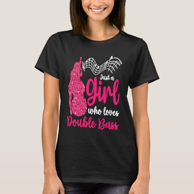 Camiseta Girl Loves Double Bass Contrabass Jazz Music (Frente)