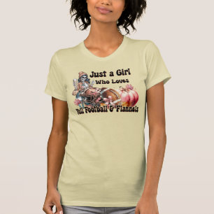 Camiseta Girl Loves Fall Football Flannel Autumn