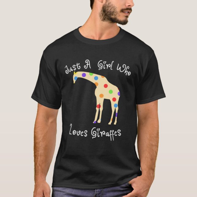 Camiseta Girl Loves Giraffes Silhouette Polka Dot Print (Frente)