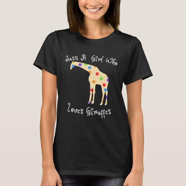 Camiseta Girl Loves Giraffes Silhouette Polka Dot Print (Frente)