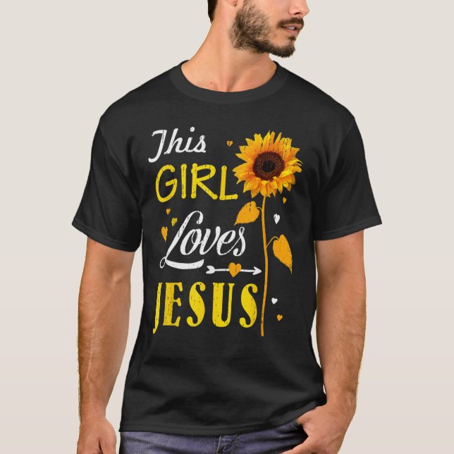 Camiseta Girl Loves Jesus Cute Christian Women Faith Cute R (Frente)