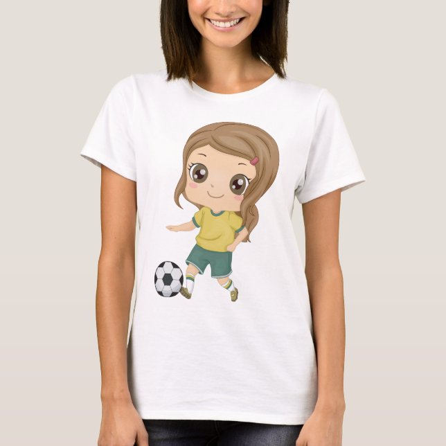 Camiseta Girl Playing Soccer Adorable Kids Sports (Frente)