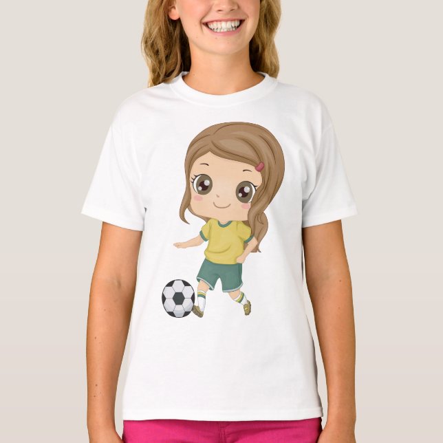 Camiseta Girl Playing Soccer Adorable Kids Sports (Frente)