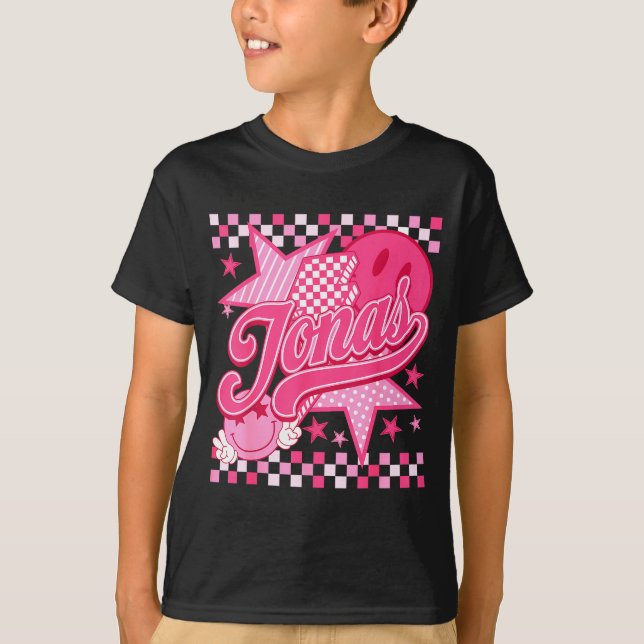 Camiseta Girl Retro Jonas Groovy Flower First Name D 80's  (Frente)