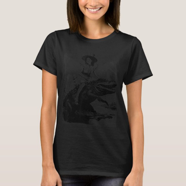 Camiseta Girl Riding Alligator _ Weird Funny Florida Crocod (Frente)