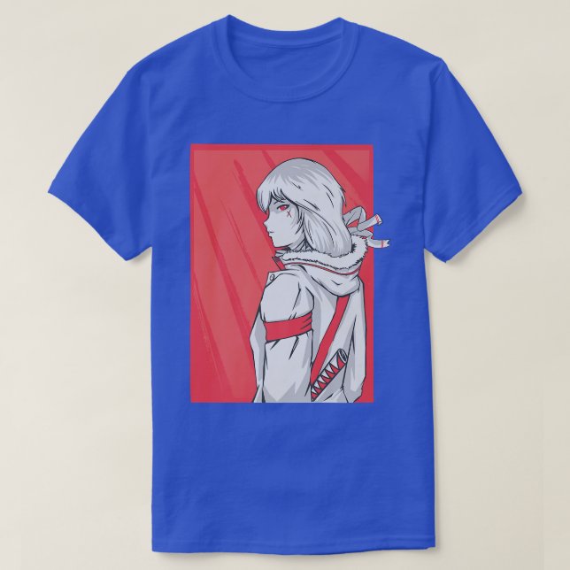 Camiseta Girl Samurai Anime Japanese manga Kawaii otaku Pre (Frente do Design)