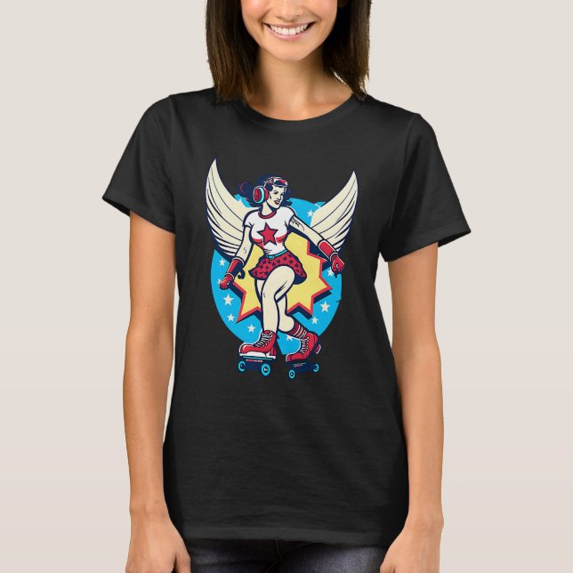 Camiseta Girl Skating Wings Roller Derby (Frente)
