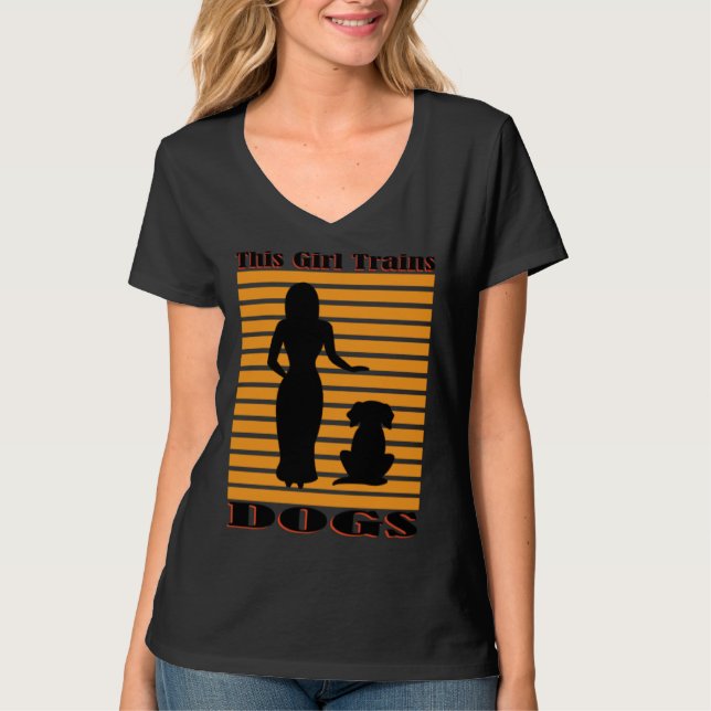 Camiseta Girl Trains Dogs Cute Puppy Ironic Dog Teacher Sch (Frente)