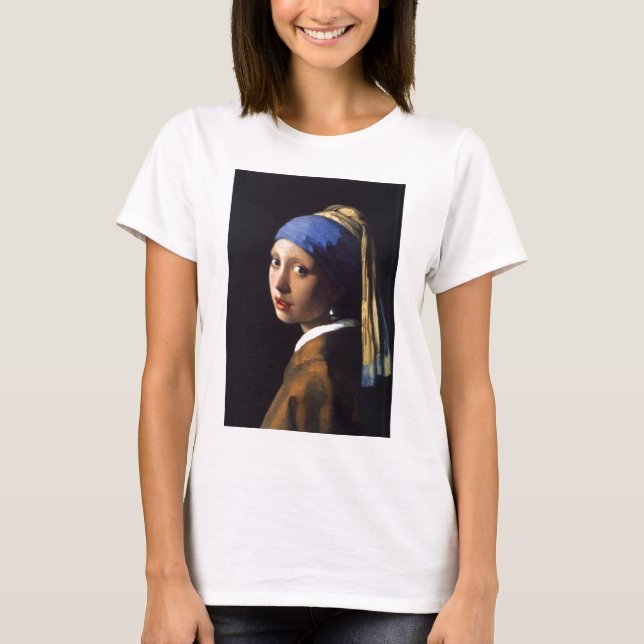 Camiseta Girl with a pearl earring. By Johannes Vermeer (Frente)