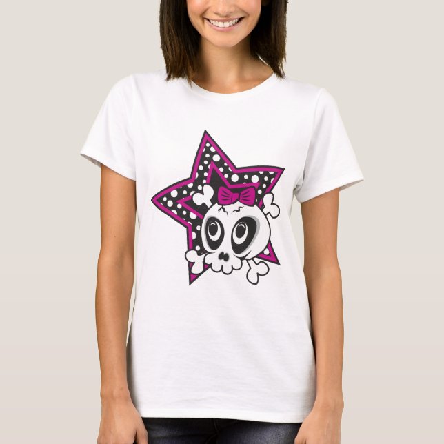 Camiseta Girlie Emo Skull (Frente)