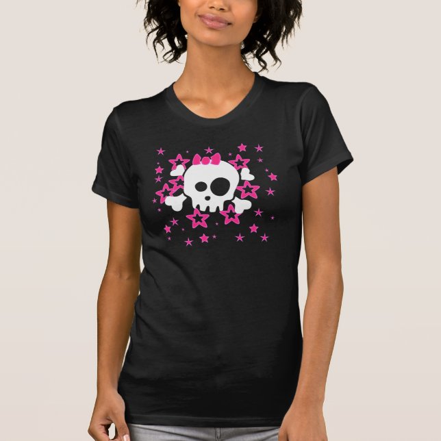 Camiseta Girlie White Skull Cartoon T Shirt (Frente)