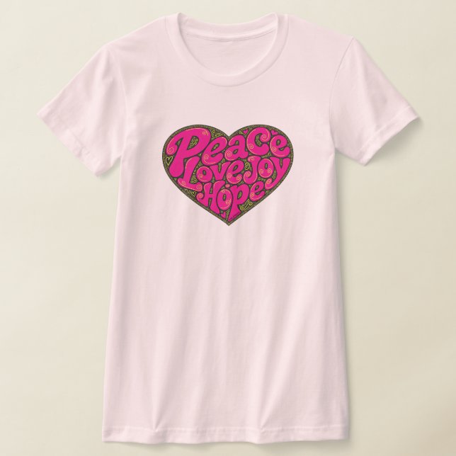 Camiseta GirlieWear Peace Love Joy Hope Heart (Postura )