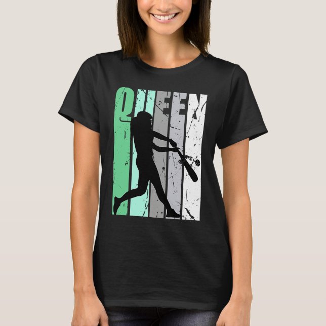Camiseta Girls Baseball Queen Softball Retro Graphic Green (Frente)