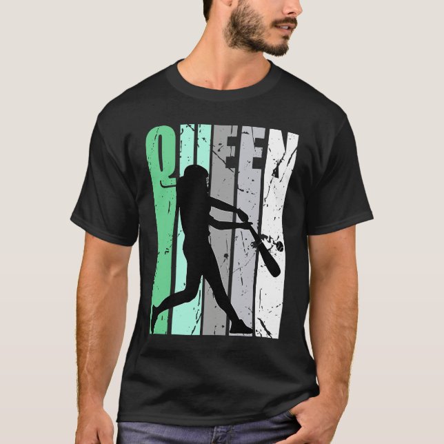 Camiseta Girls Baseball Queen Softball Retro Graphic Green (Frente)
