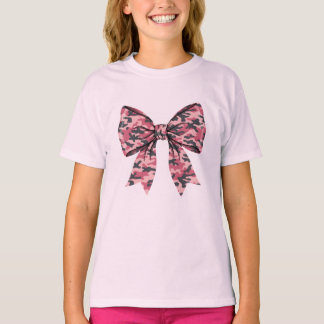 Camiseta Girls Camouflage Pink Coquette Bow Old Camo Kids