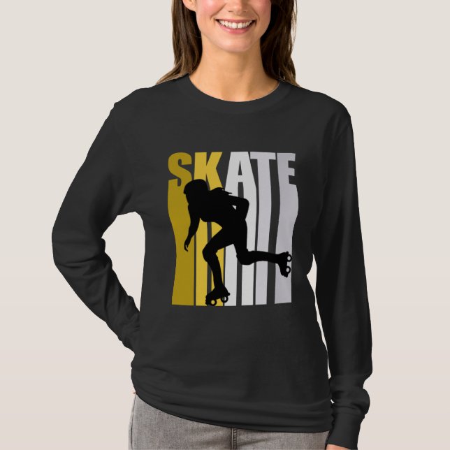 Camiseta Girls Cool Retro Pink Inline Skating Skater Daught (Frente)