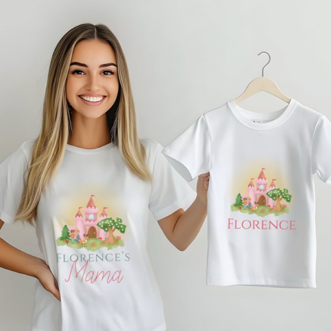 Camiseta Girls Cute Pink Princess Castle Mama (Criador carregado)