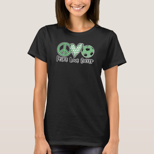 Camiseta Girls Cute Soccer  Peace Love Soccer Ball Team (Frente)