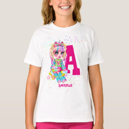 Camiseta Girls Cute Unicorn Personalizadas, Chamadas Monogr
