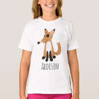 Girls Cute Woodland Forest Fox and Name