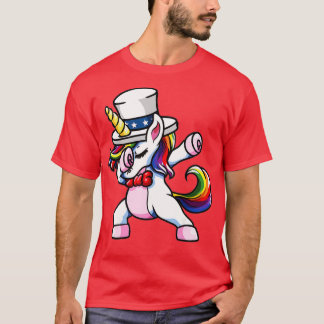 Camiseta Girls Dabbing American Unicorn Patriotic Fourth 4t