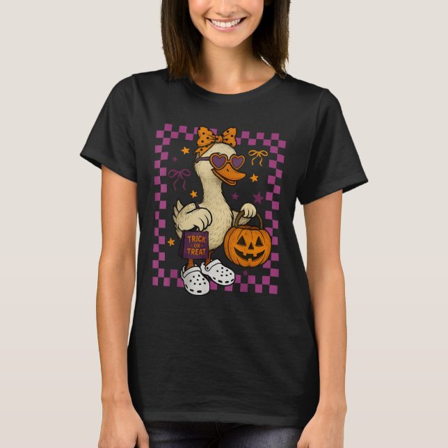 Camiseta Girls Goose Halloween Spooky Goosey Silly Goose Pu (Frente)