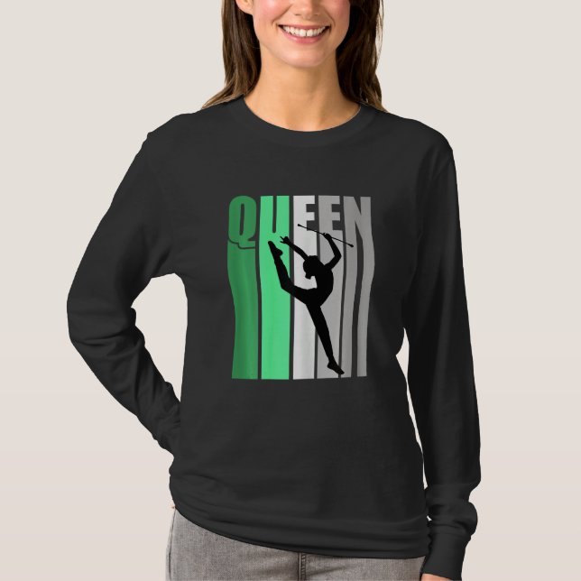 Camiseta Girls Green Retro Rhythmic Gymnastics Queen Daught (Frente)