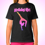 Camiseta Girls Gymnastics Birthday Girl T-Shirt<br><div class="desc">Girls Gymnastics Birthday Girl T-Shirt - Says "Birthday Girl" in a fancy decorative font,  has a sparkly purple gymnast doing a backbend kickover skill!</div>