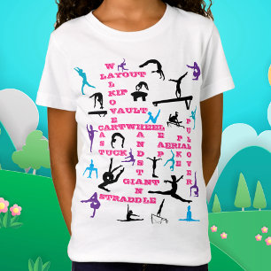 Camiseta Girls Gymnastics Crossword / Word Search Gymnast
