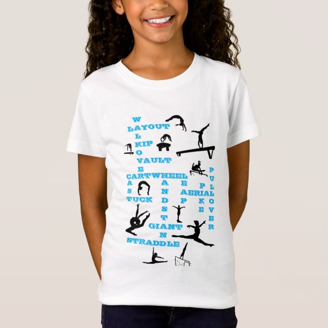 Camiseta Girls Gymnastics Habilita Blue Crosswords T-Shirt (Frente)