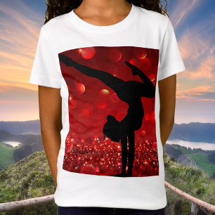 Camiseta Girls Gymnastics Handstand Red Shimmer