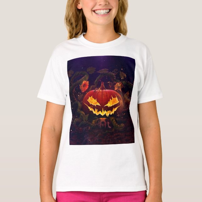 Camiseta Girl's halloween pumpkin t-shirt (Frente)