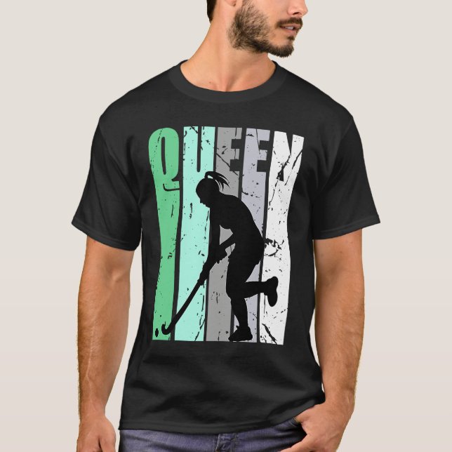 Camiseta Girls Hockey Queen Hockey Retro Graphic Motivate (Frente)