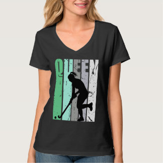 Camiseta Girls Hockey Queen Hockey Retro Graphic Motivate