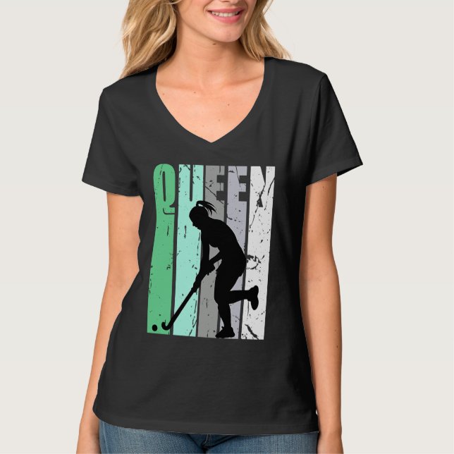 Camiseta Girls Hockey Queen Hockey Retro Graphic Motivate (Frente)