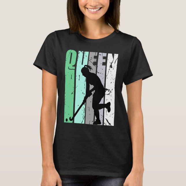 Camiseta Girls Hockey Queen Hockey Retro Graphic Motivate (Frente)