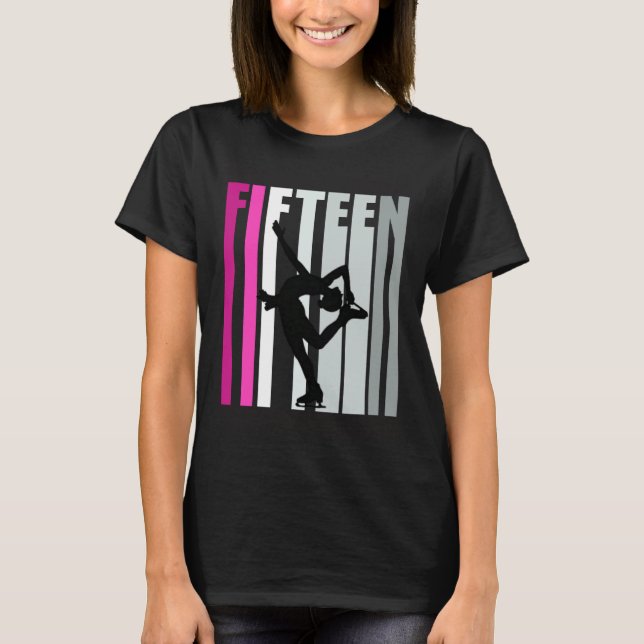 Camiseta Girls Ice Skating Birthday 15th Ice Skater Queen F (Frente)