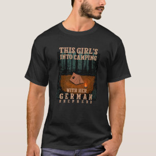 Camiseta Girls Into Camping With Her German Shepherd Dog 1
