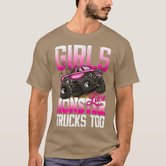 Camiseta Girls Like Monster Trucks Too for Women 3
